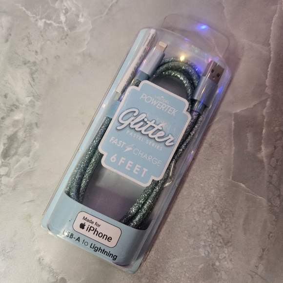 Liquipel Powertek: 6ft Charging Cord, Blue, USB-A to Lightning FOR iPHONE - Picture 4 of 6